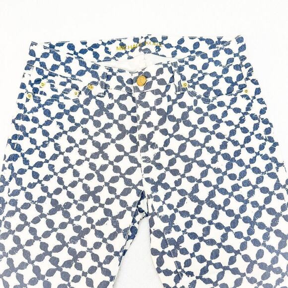 Michael Kors Skinny Jeans Cropped Blue Batik Pattened Denim Size 2 - Picture 6 of 9